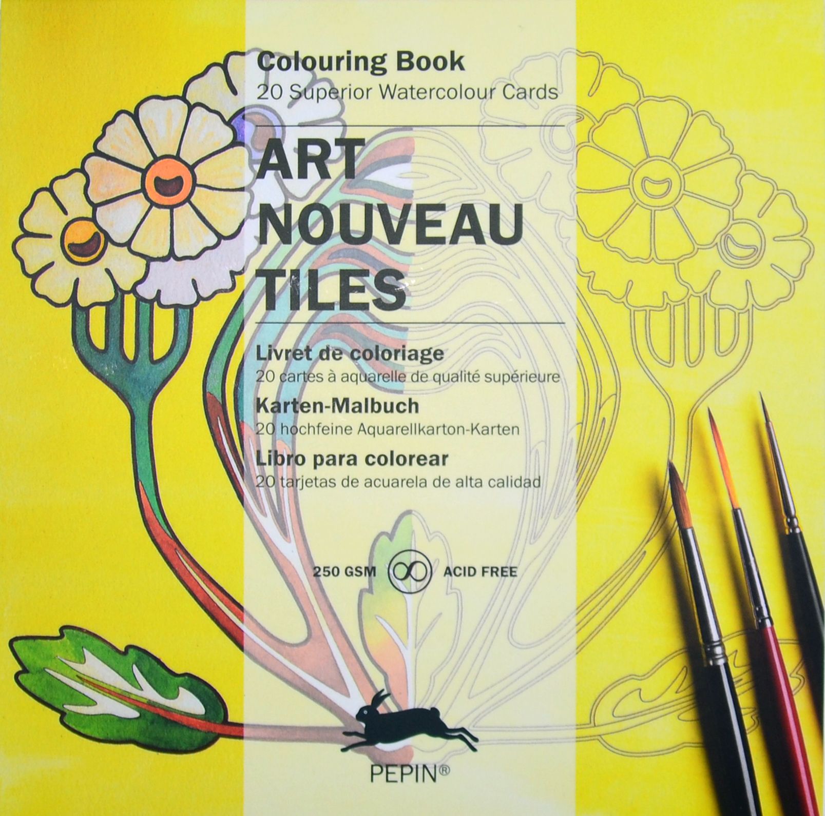 ART NOUVEAU SQUARE TILE: Artists' Colouring Paperback Book