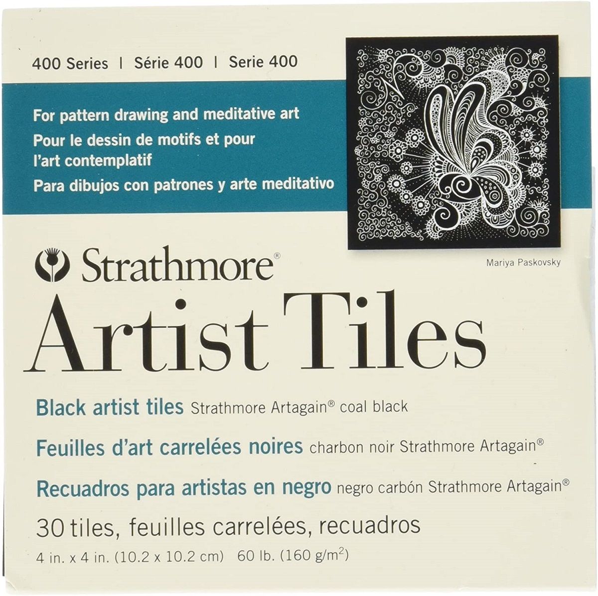 Strathmore 400 Series Artist Tiles, Black Artagain – 30/Sht. 4″ x 4″