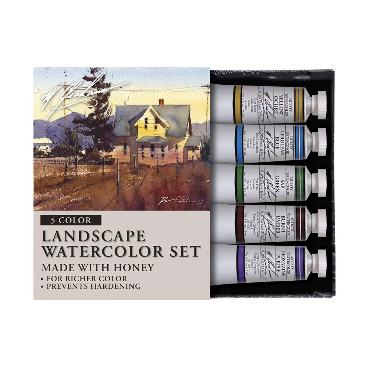 M Graham 5 Colour Landscape Watercolour Set