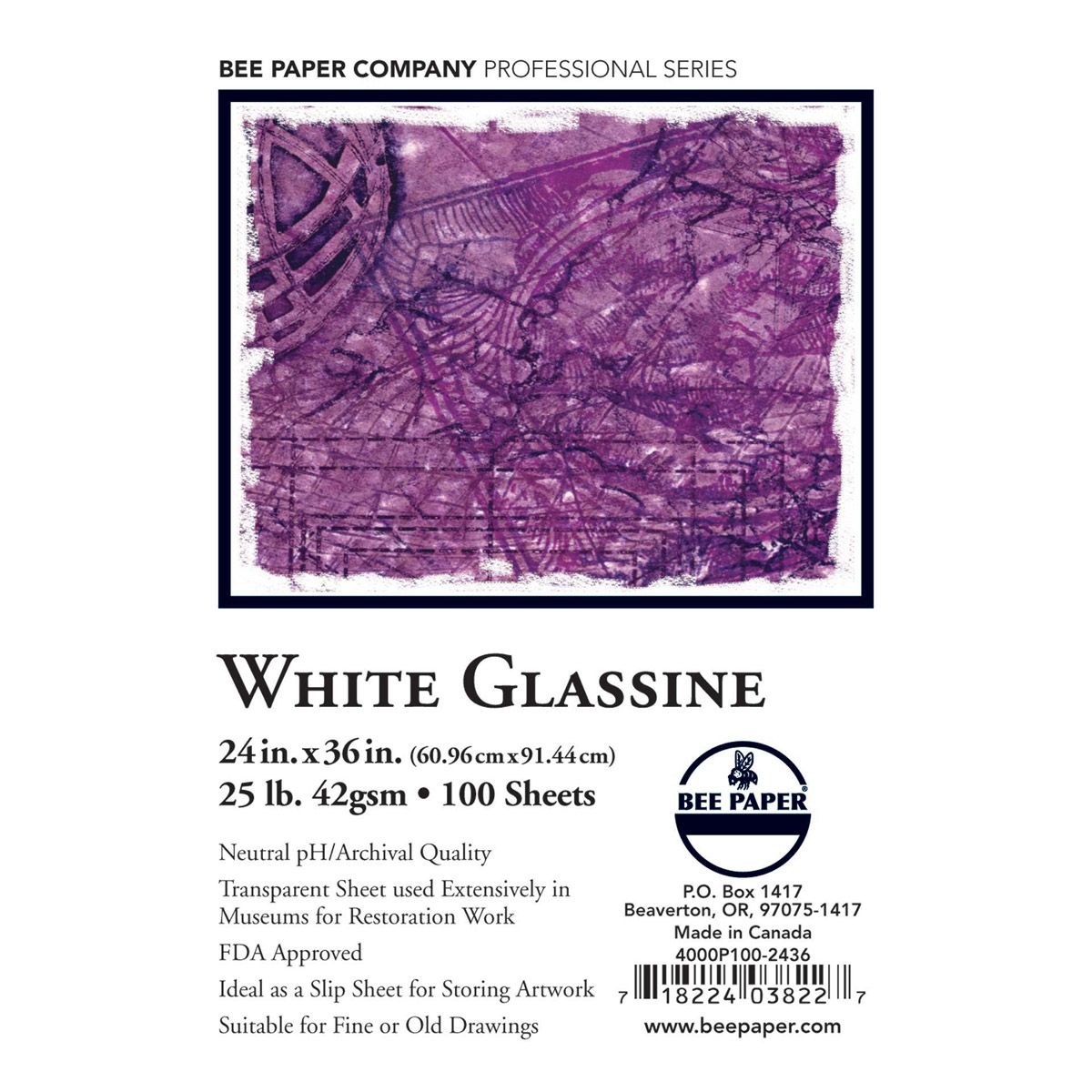 BEE Glassine White Paper 24 x 36 inch Sheet