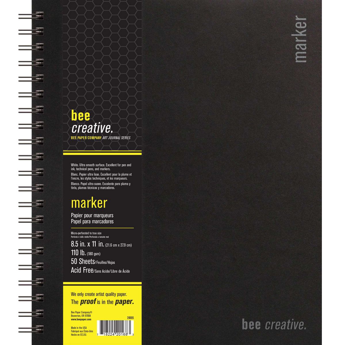 Bee Creative Marker Spiral Bound Book 8.5 x 11 inches