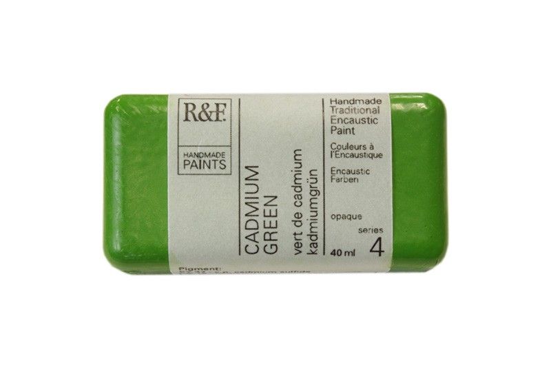R&F Encaustic Block, Cadmium Green 40ml