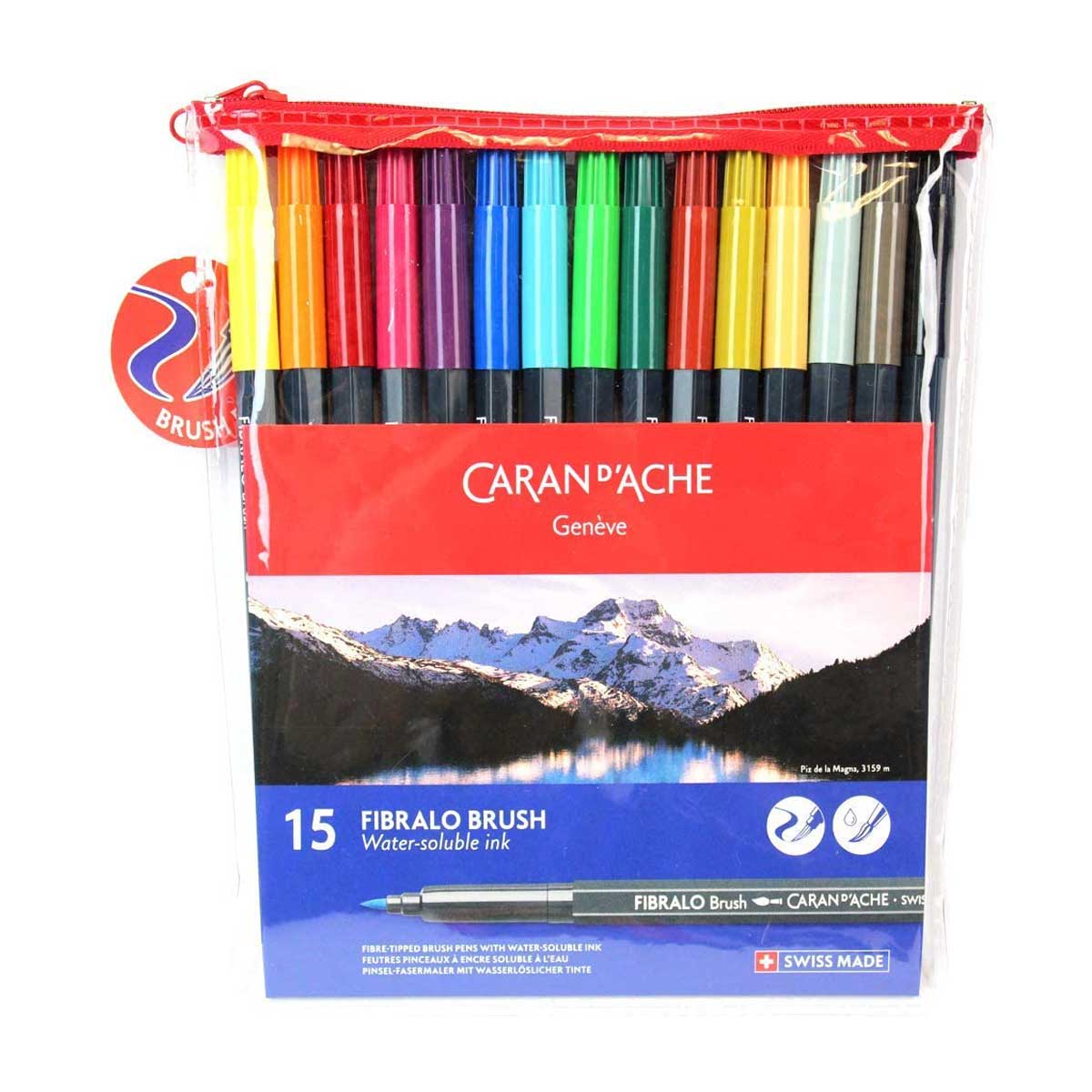 Caran d’Ache Fibralo Fibre-Tipped Brush Pens set of 15