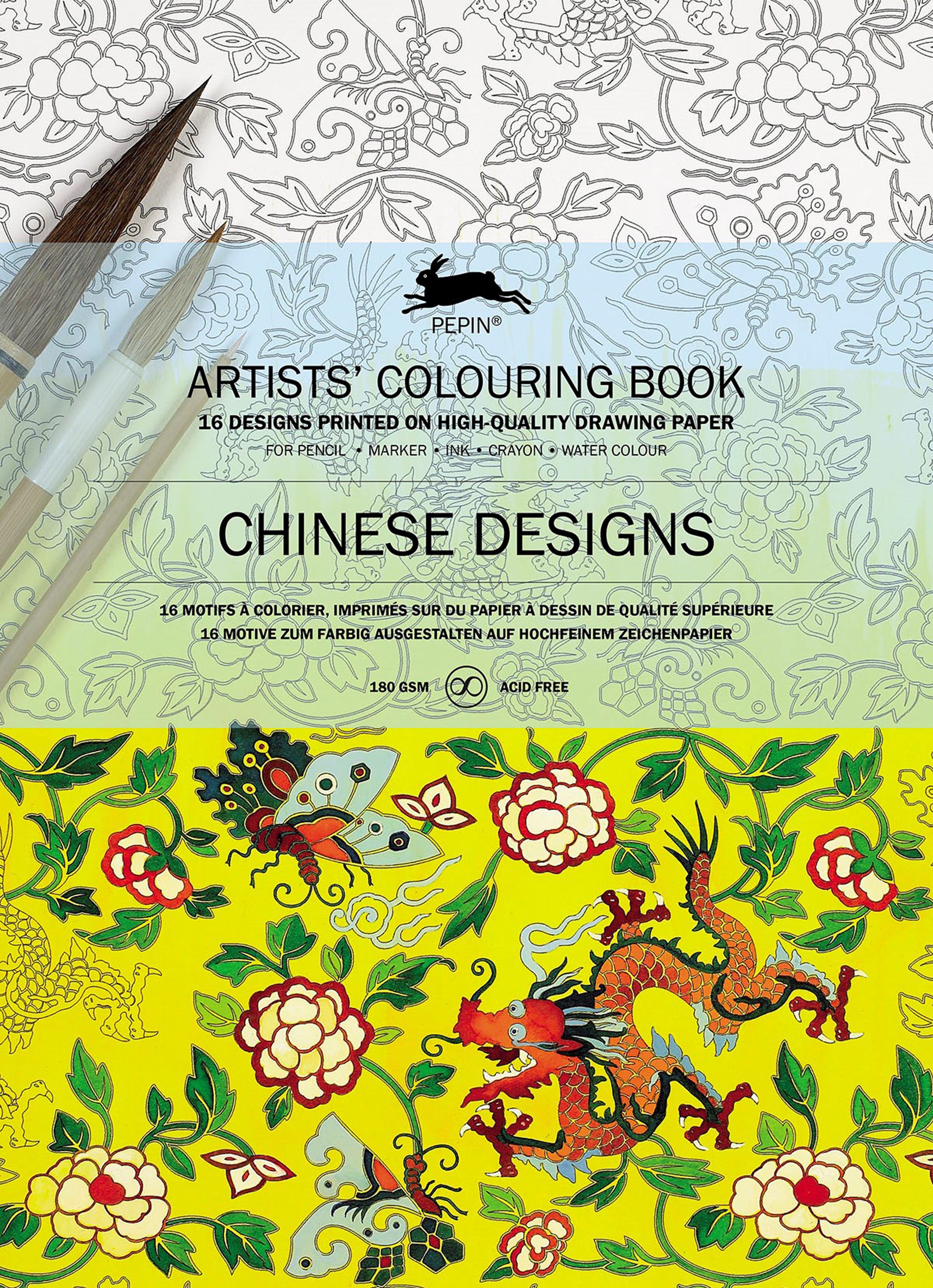 CHINESE DESIGNS: Artists' Colouring Books - Paperback