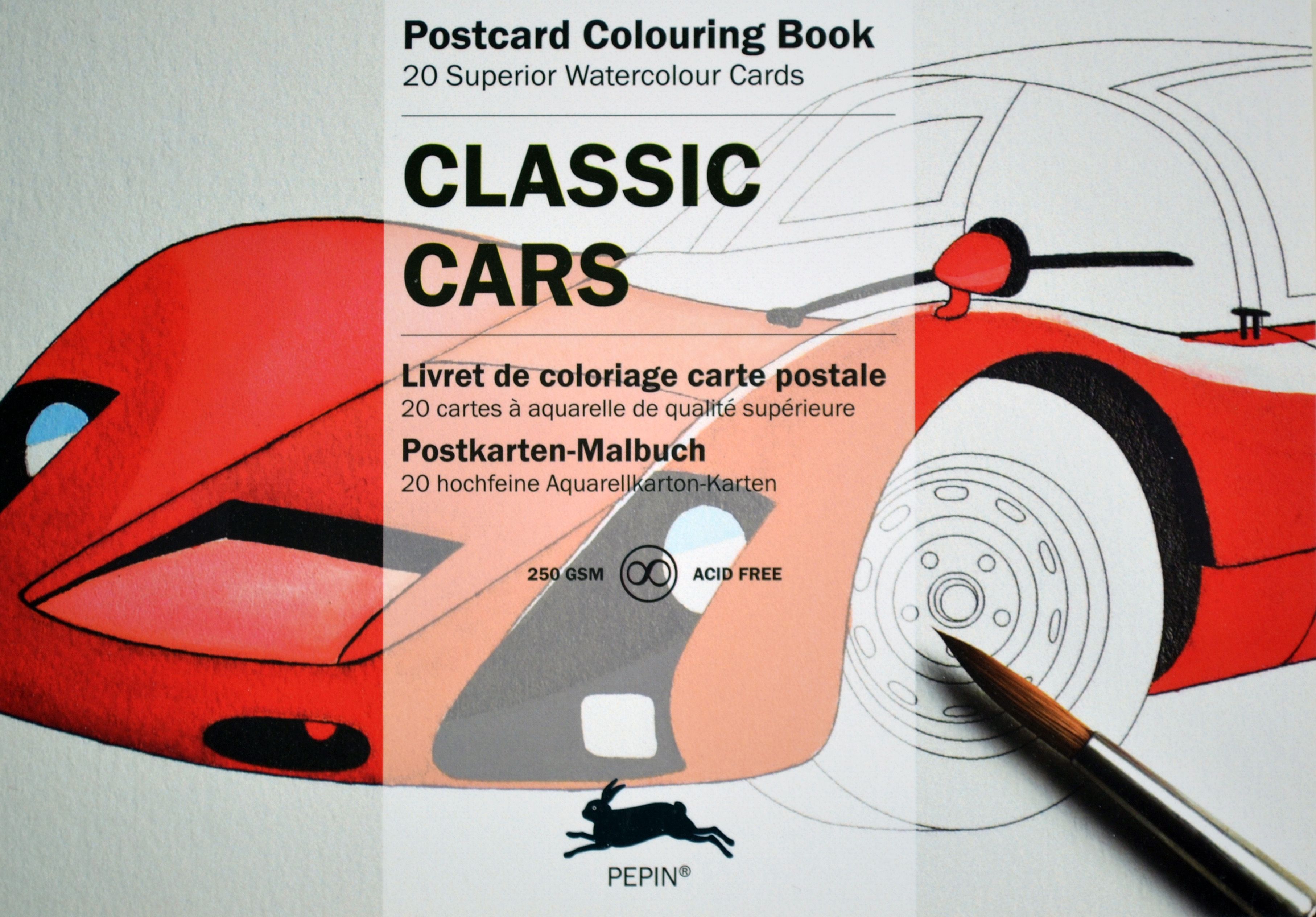 CLASSIC CARS: PEPIN POSTCARD COLOURING BOOK