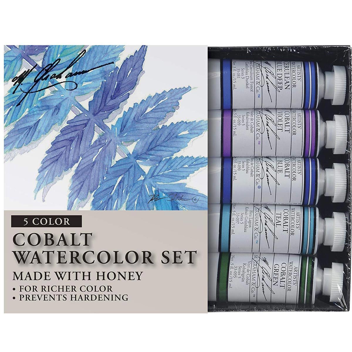 M Graham Cobalt Mix 5-Colour Watercolour Paint Set