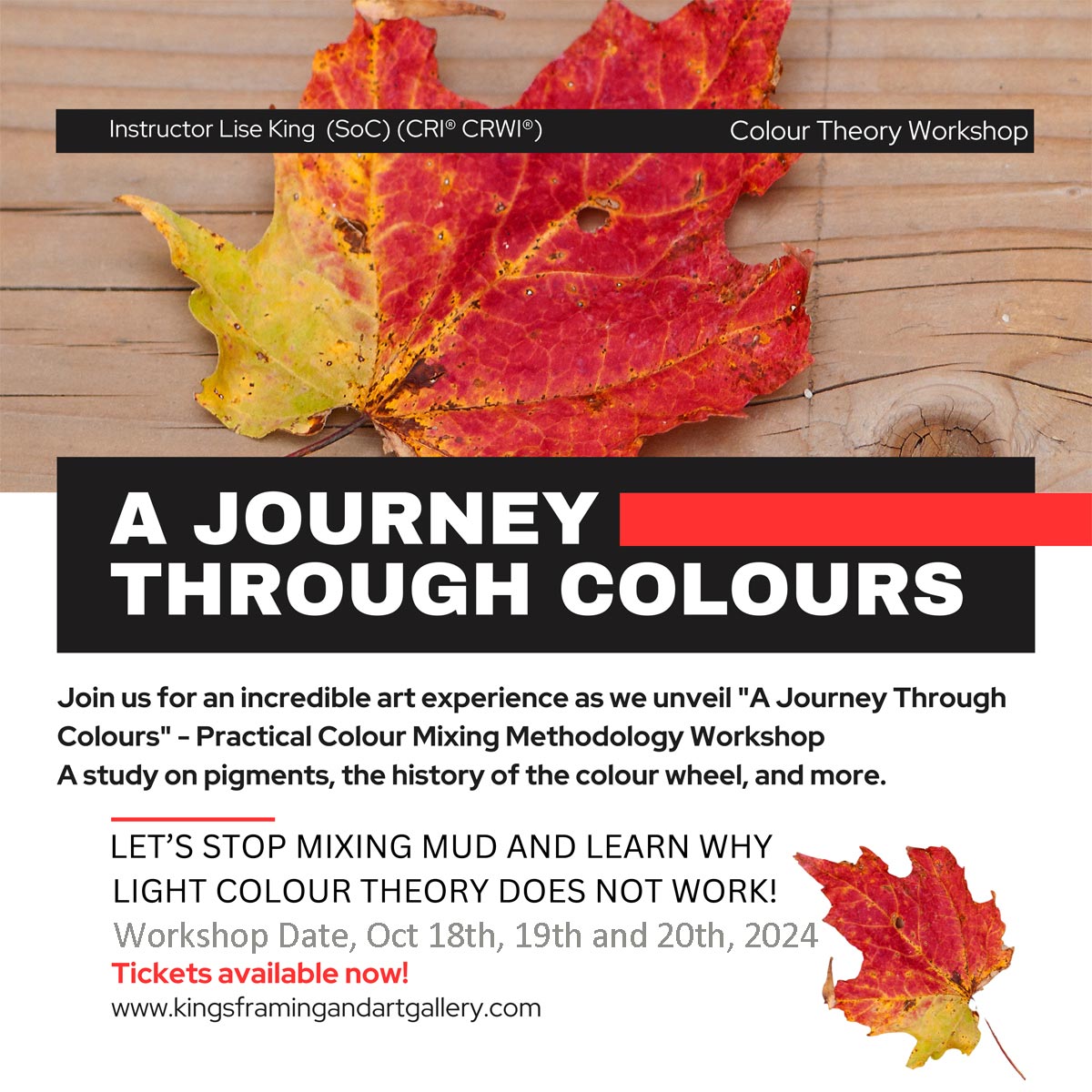 Practical Colour Mixing Methodology Workshop, Oct 18th, 19th and 20th, 2024