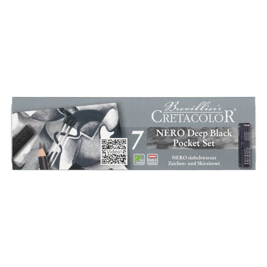 Cretacolor Nero Deep Black Pocket Tin Set of 7