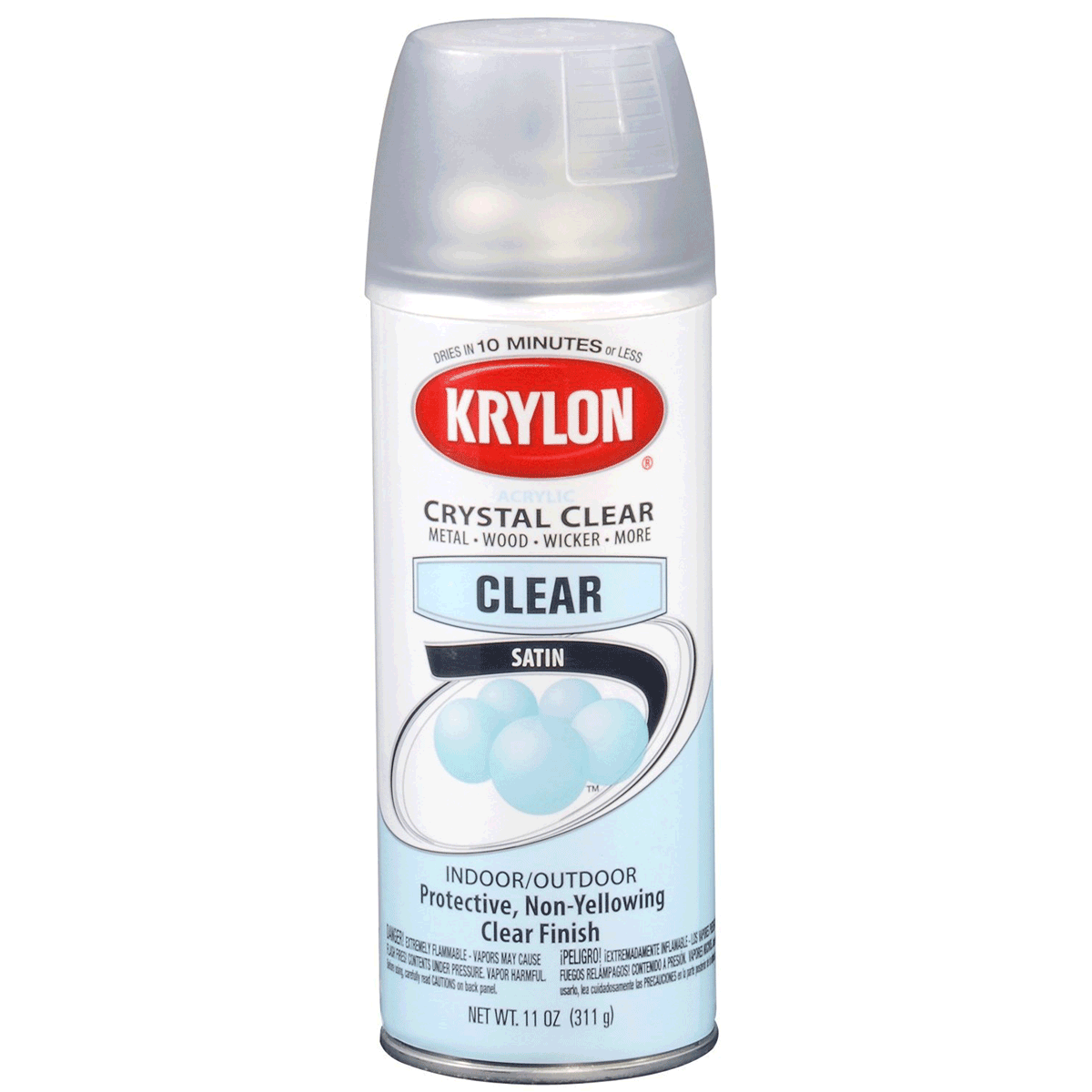 Krylon Crystal Clear Protective Finish Spray Satin (Indoor/Outdoor) 11 oz