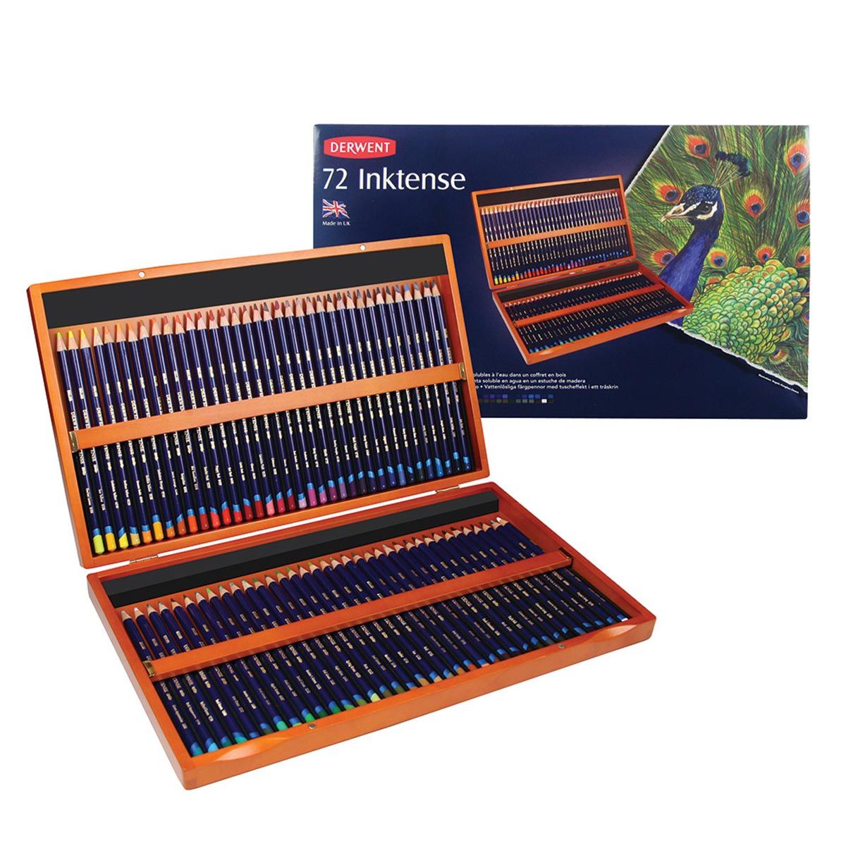 Derwent Inktense Watersoluble Pencils 72 Piece Wooden Box Set