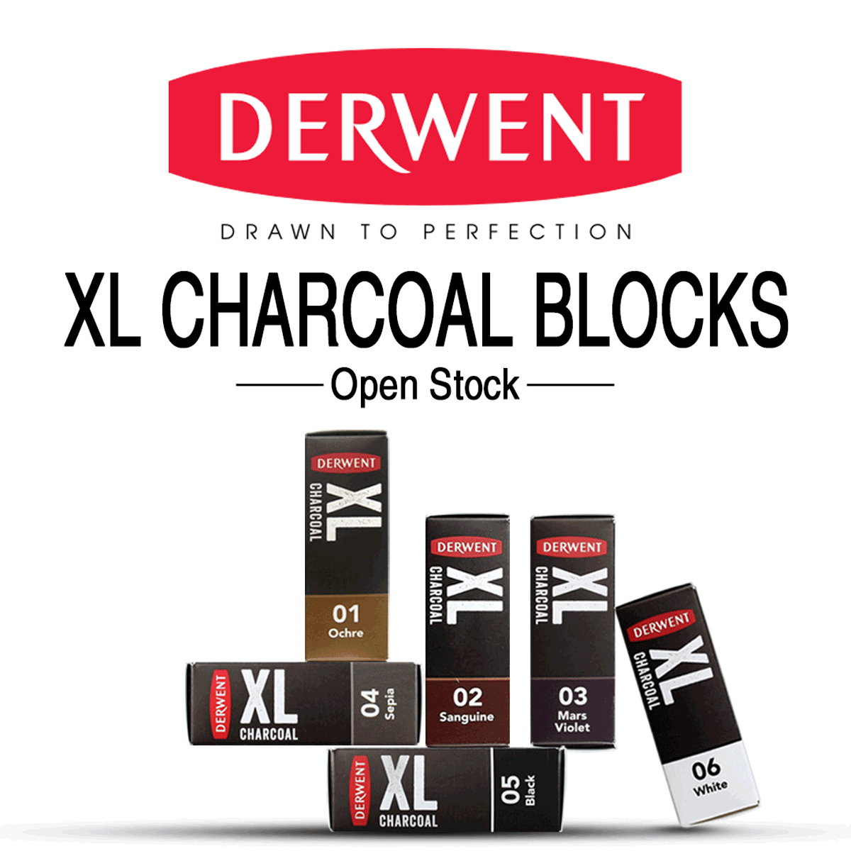 Derwent XL Charcoal Blocks Colours Open Stock