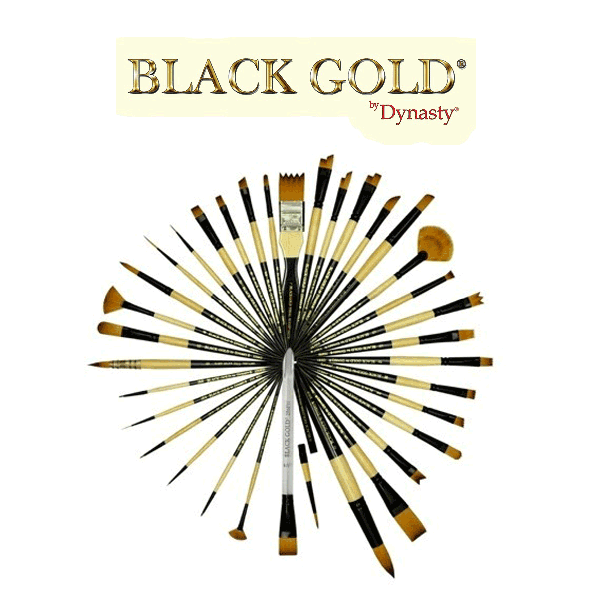 Dynasty Black Gold Short Handle Brushes Open Stock