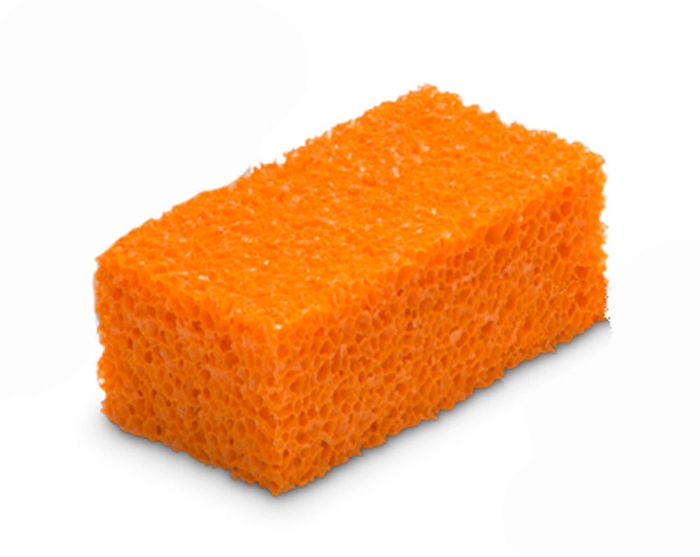 Encaustic Art Painting Orange Sponge