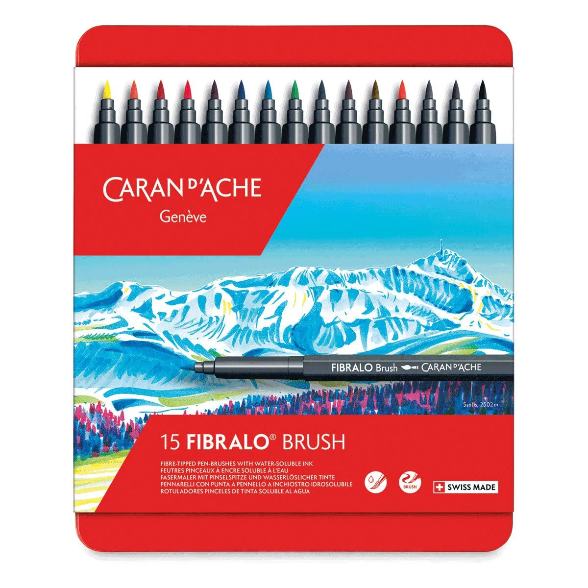 Caran d'Ache Fibralo Brush Marker Tin Set of 15