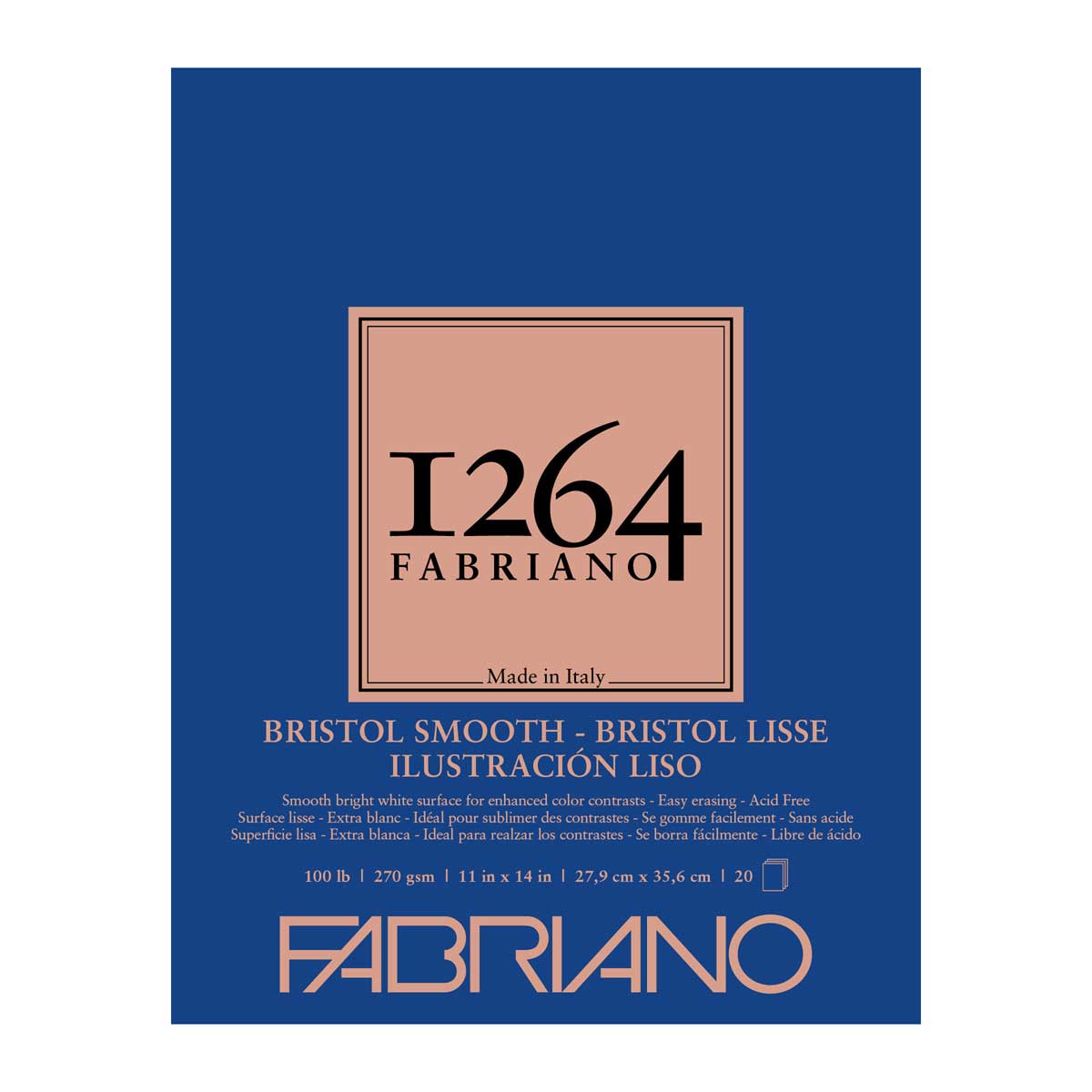 Fabriano 1264 Bristol Smooth Pad 11" X 14" 20 Sheets
