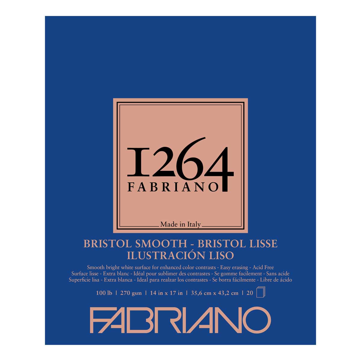 Fabriano 1264 Bristol Smooth Pad 14" X 17" 20 Sheets