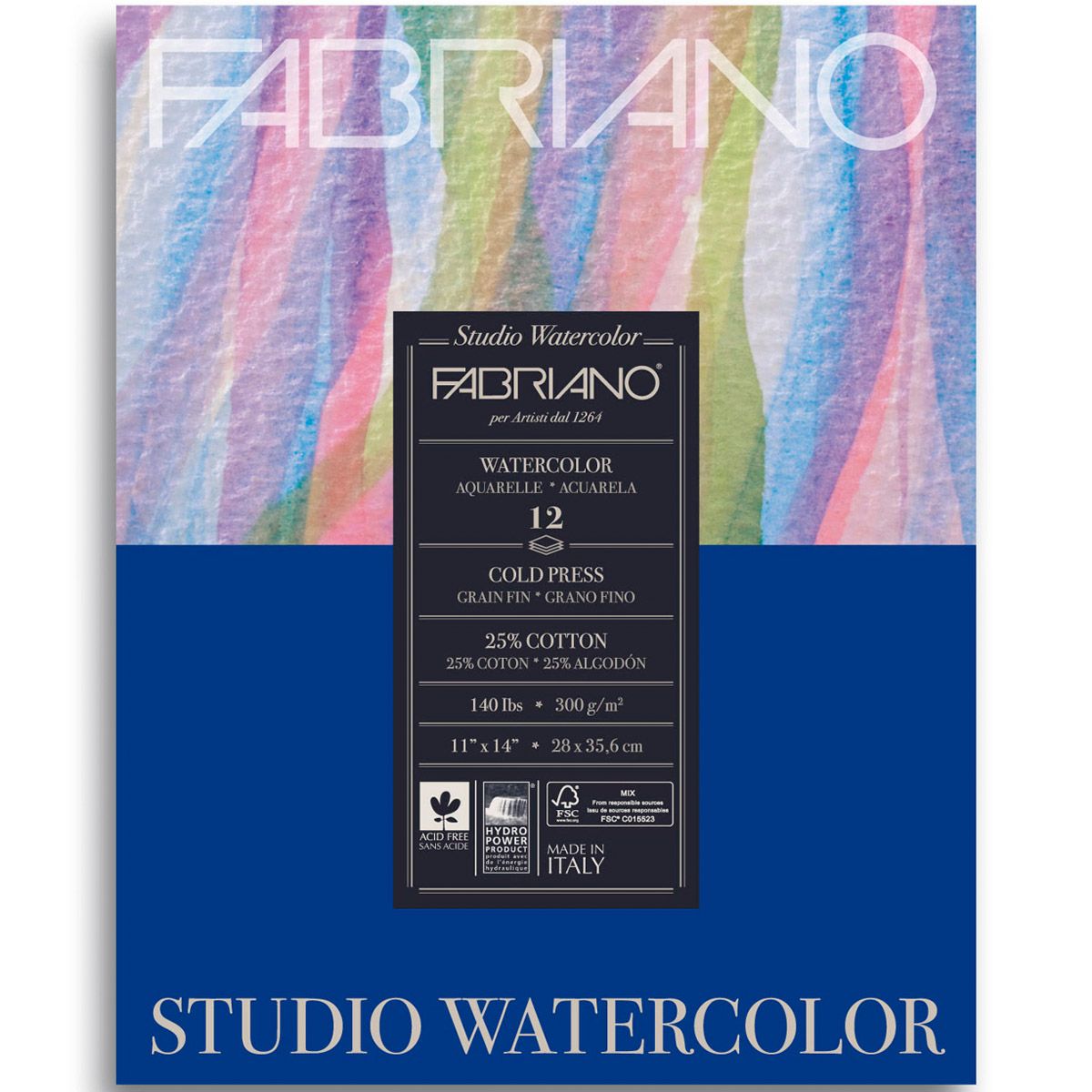Fabriano Studio Watercolour CP 12 Shts. Pad, 140lb 11x14 inch