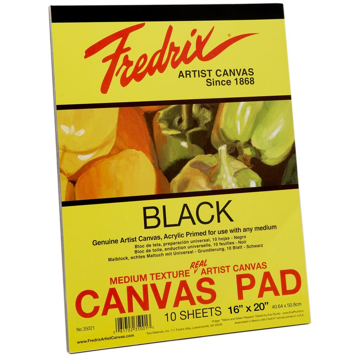 Fredrix Black Canvas Pads 10 Sheets, 16" x 20"