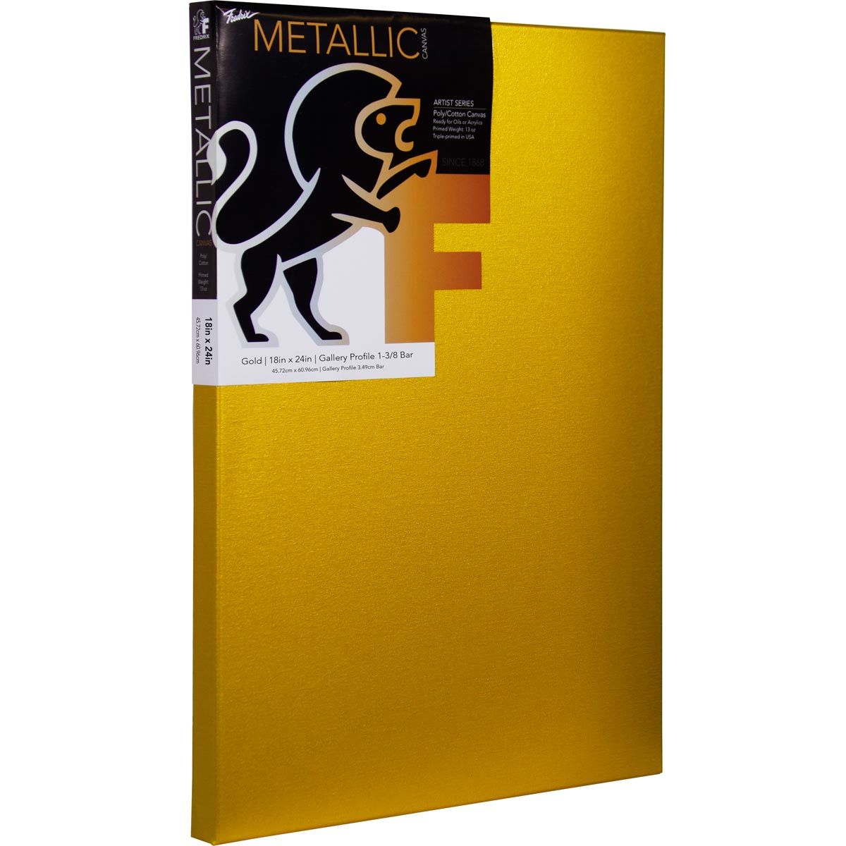 Fredrix Metallic Stretched Canvas 1-3/8" Deep, Gold 16"X20"