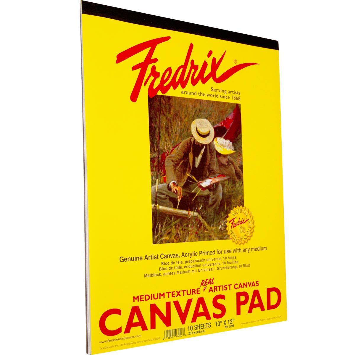 Fredrix White Canvas Pads 10 Sheets, 10" x 12"