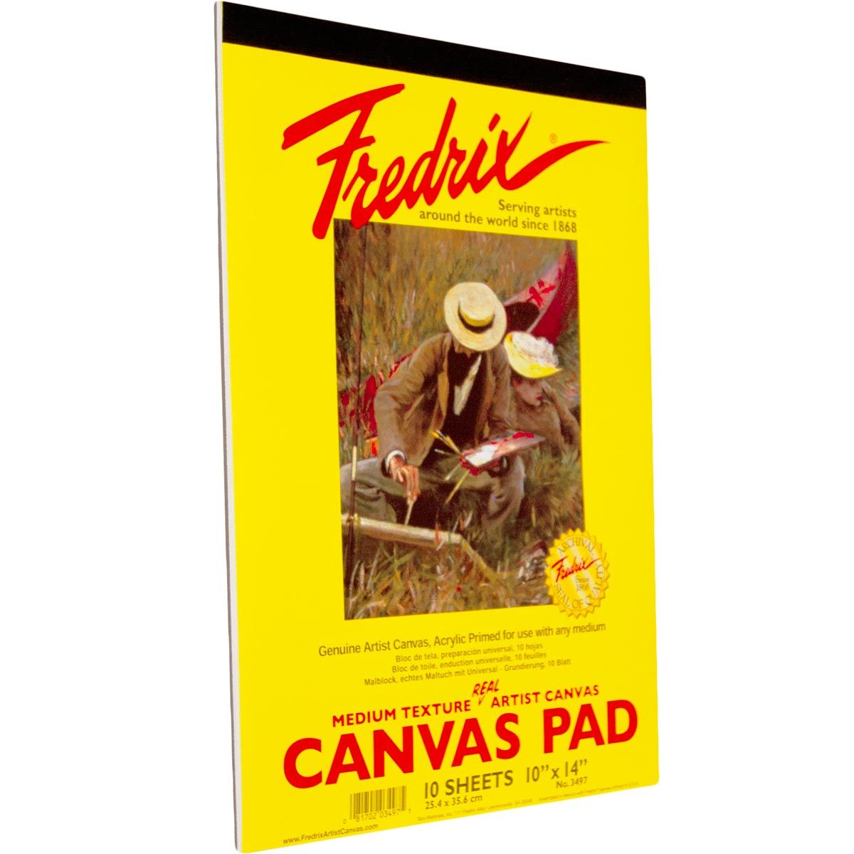 Fredrix White Canvas Pads 10 Sheets, 10" x 14"