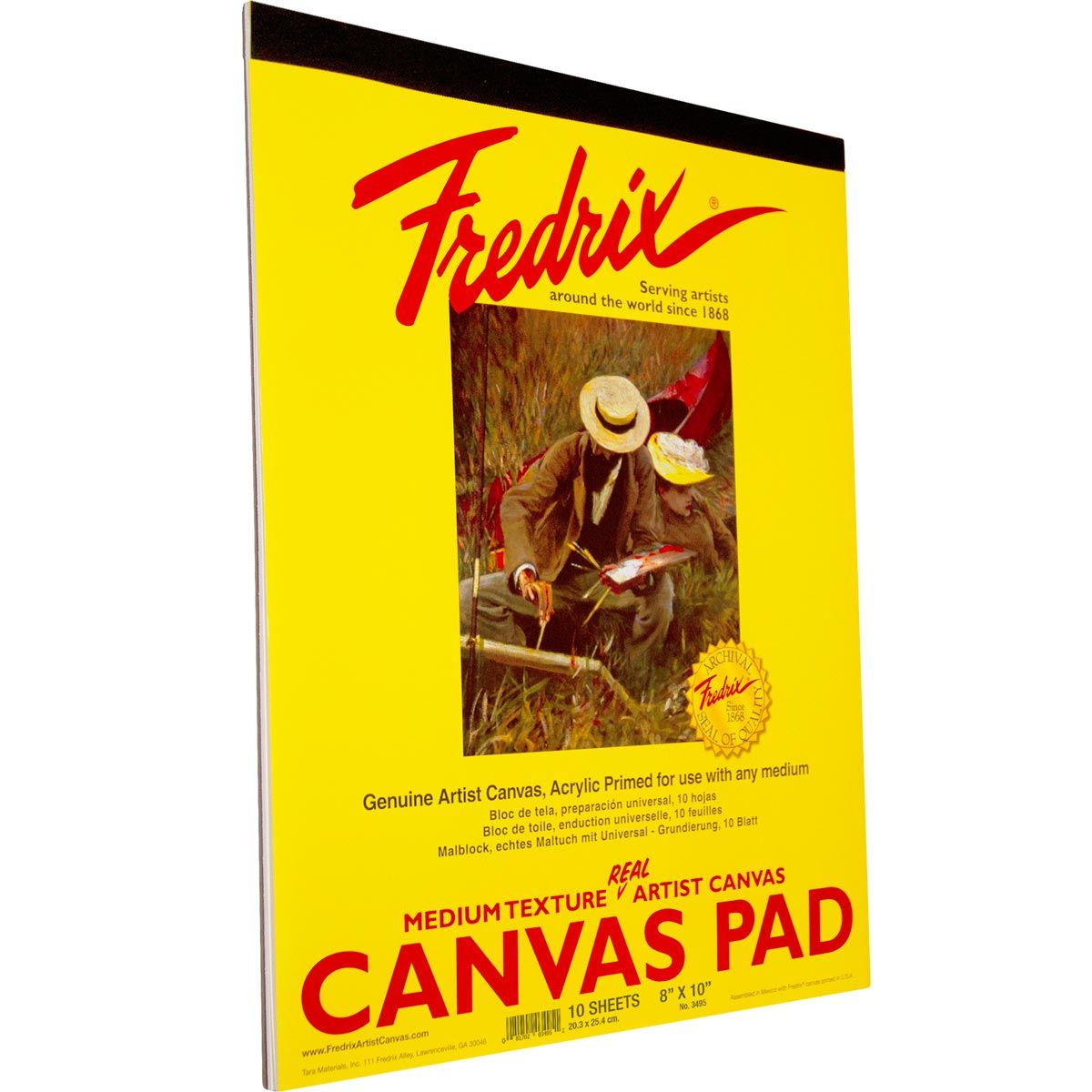Fredrix White Canvas Pads 10 Sheets, 8" x 10"