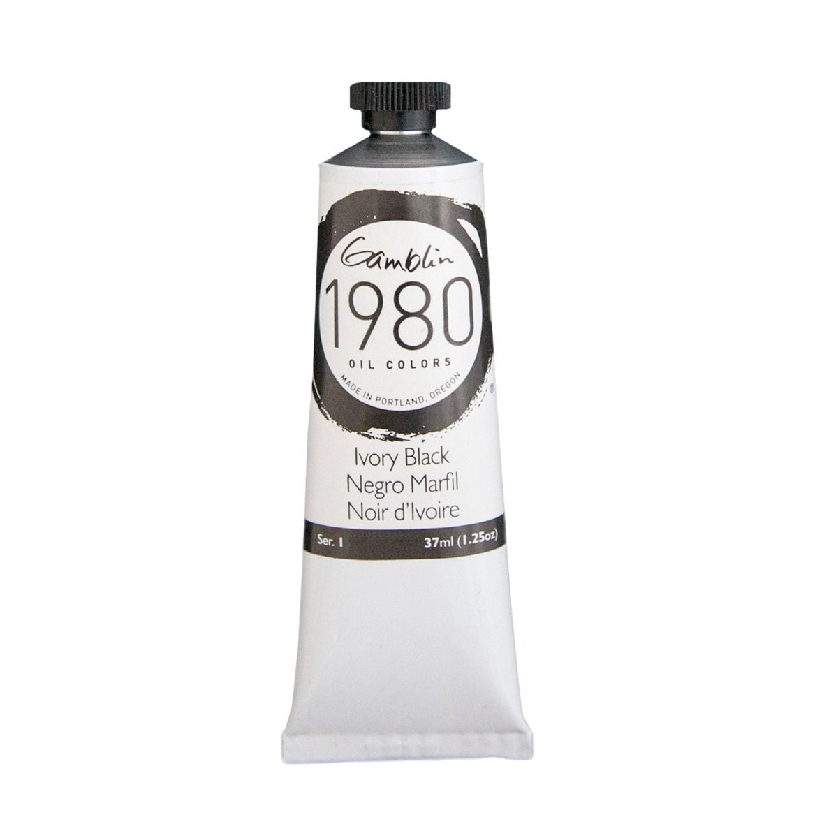 Gamblin 1980 Oils - Ivory Black, 37 ml (1.25oz)