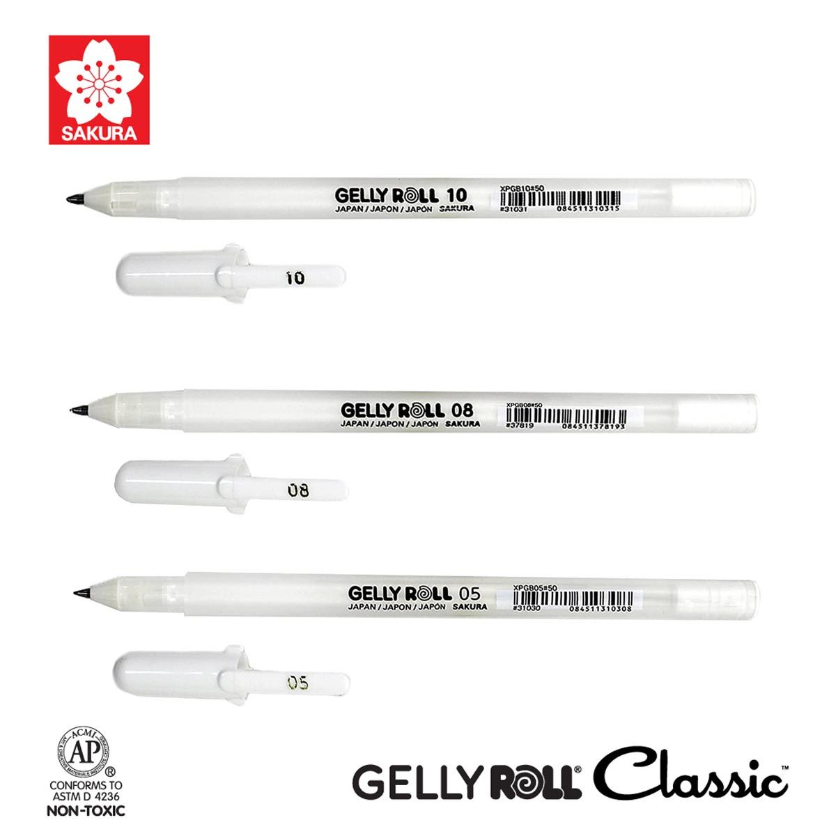 Gelly Roll Classic White Rollerball Pens