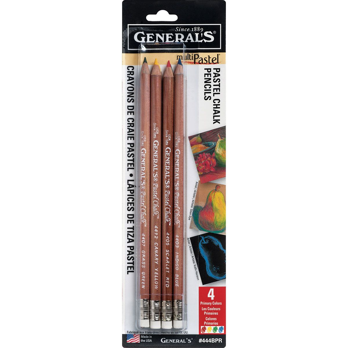 General’s Multi Pastel Chalk Pencil – 4 Pk Primary Colours