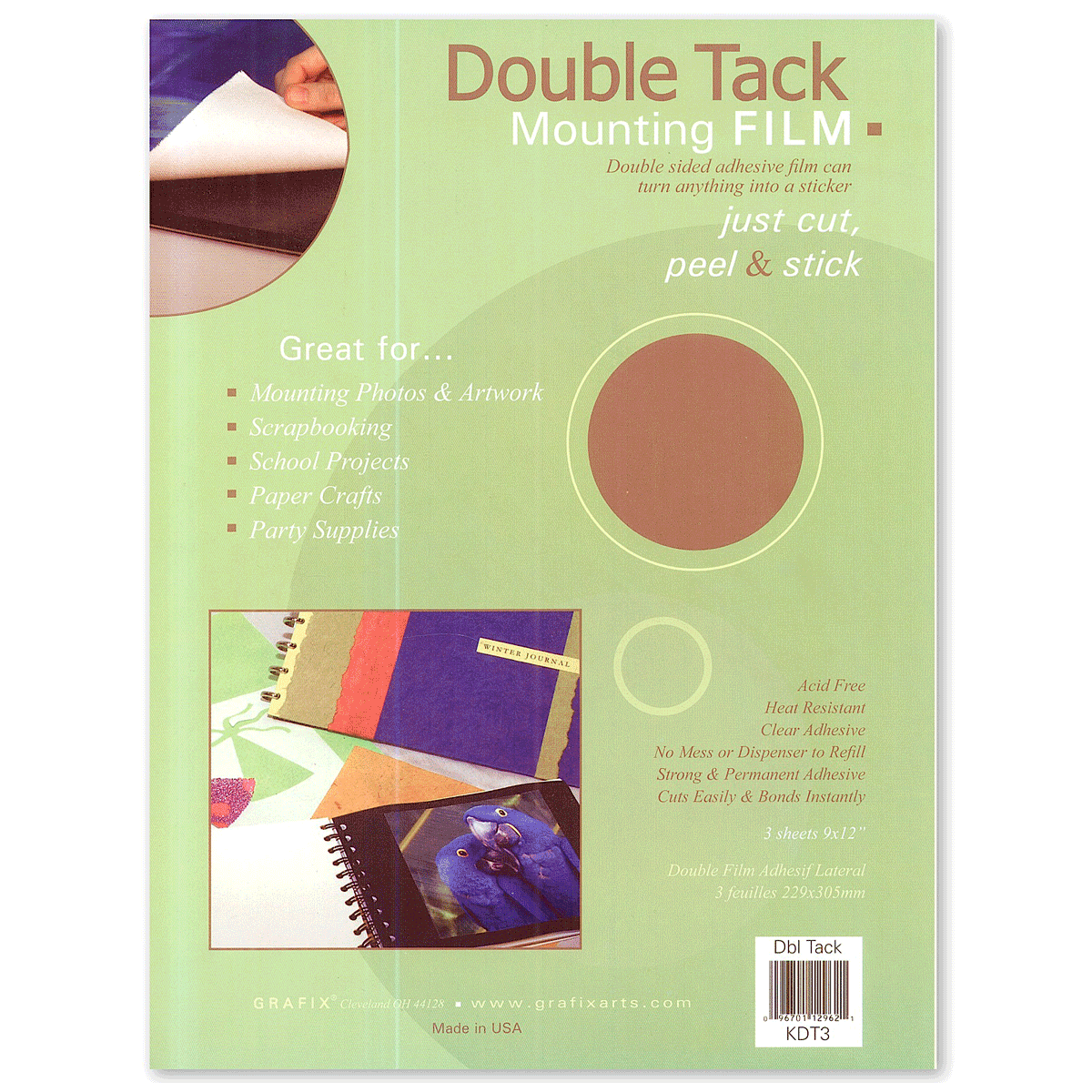 Grafix Double Tack Mounting Film, 9X12 inches 3/Pkg