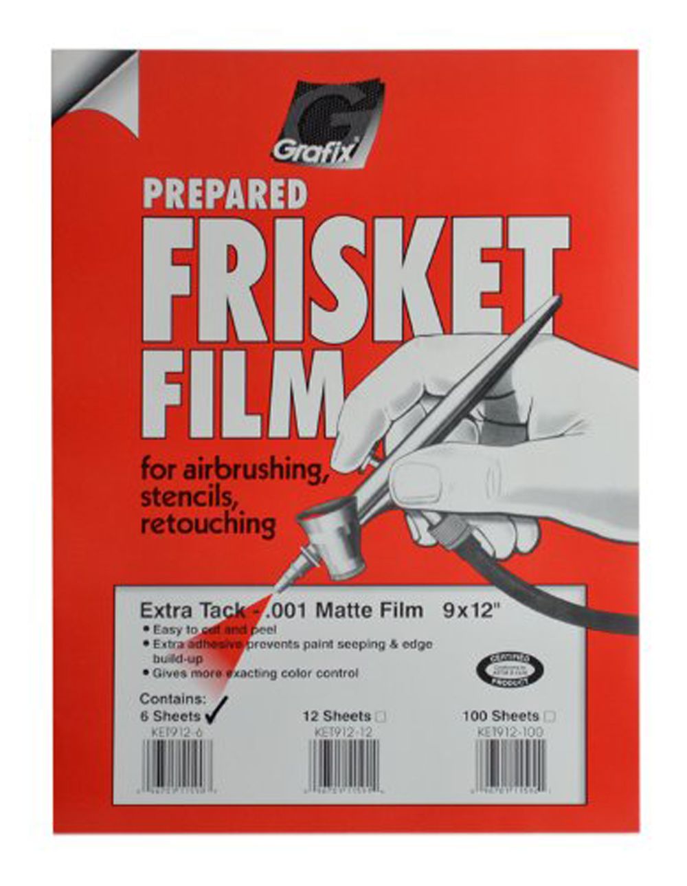 Grafix Prepared Frisket Extra Tack .001 Matte Film, 9 x 12-inches 6/Pk