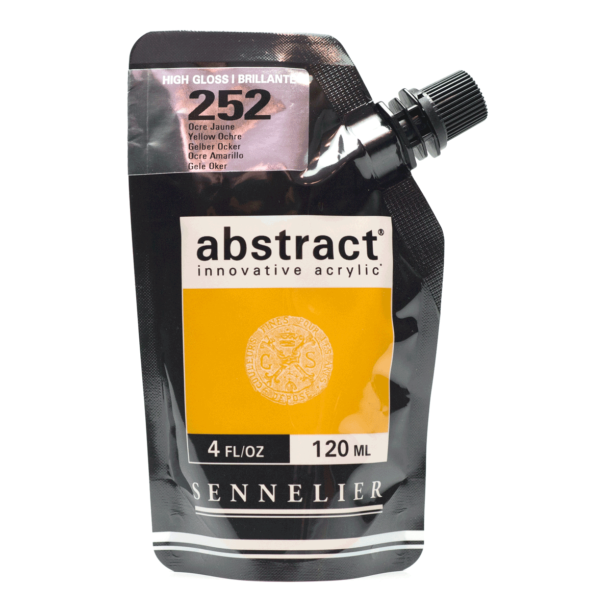 Abstract Acrylic Pouch - High Gloss 252B Yellow Ochre 120ml