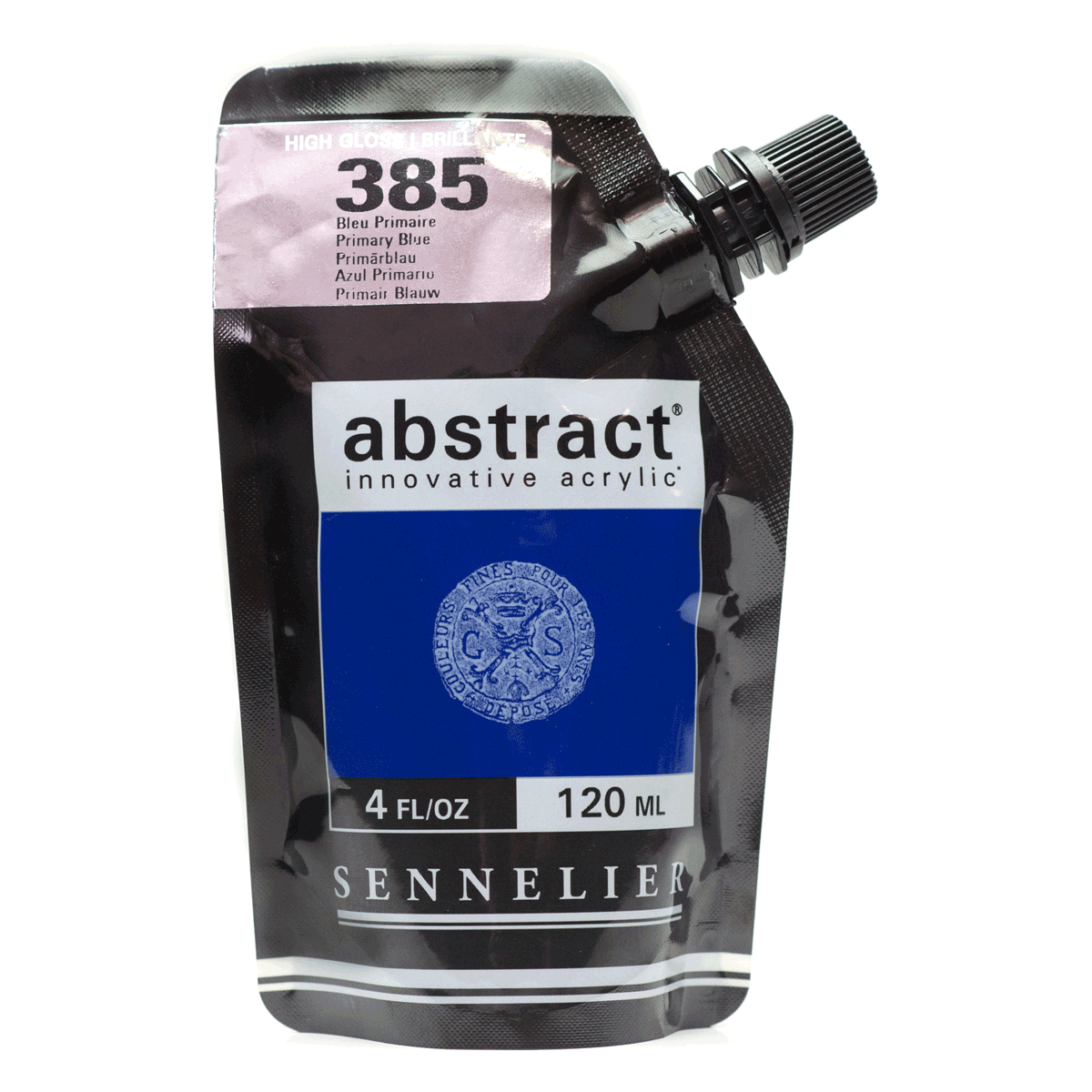 Abstract Acrylic Pouch - High Gloss 385B Primary Blue 120ml