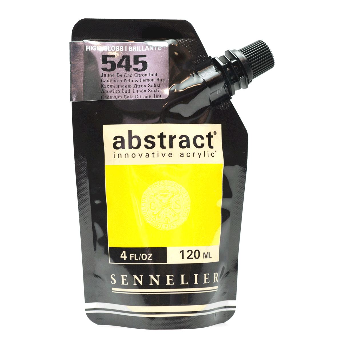 Abstract Acrylic Pouch - High Gloss 545B Cad Yellow Lemon Hue 120ml