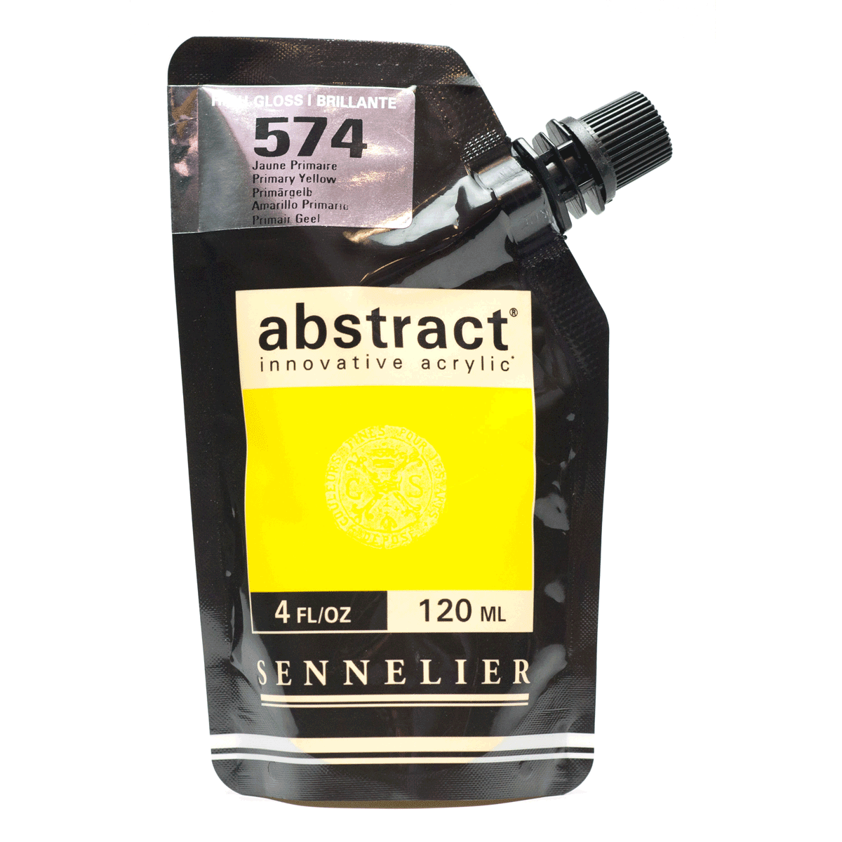 Abstract Acrylic Pouch - High Gloss 574B Primary Yellow 120ml