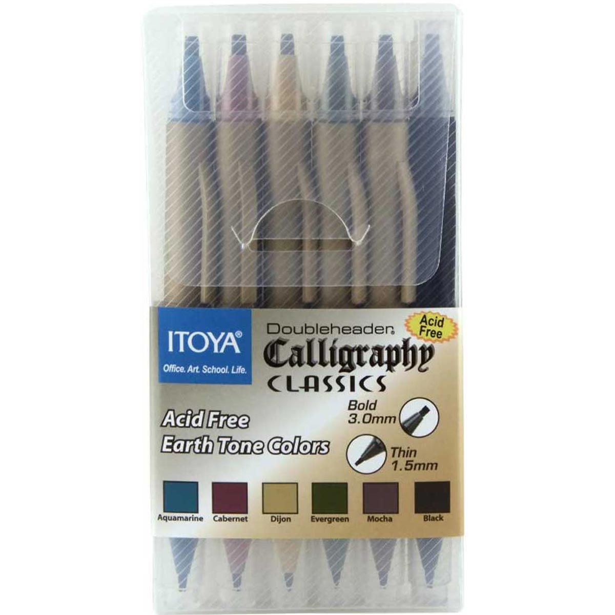 Itoya Doubleheader Calligraphy Earth Tone Colours 6 Pen Set