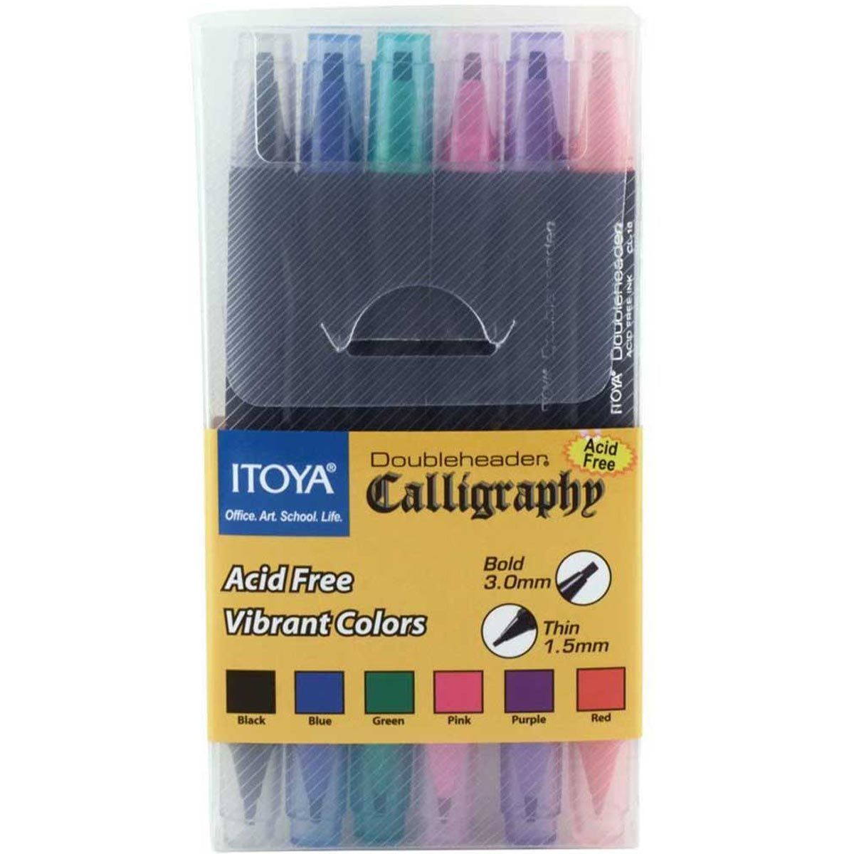 Itoya Doubleheader Calligraphy Vibrant Colours 6 Pen Set