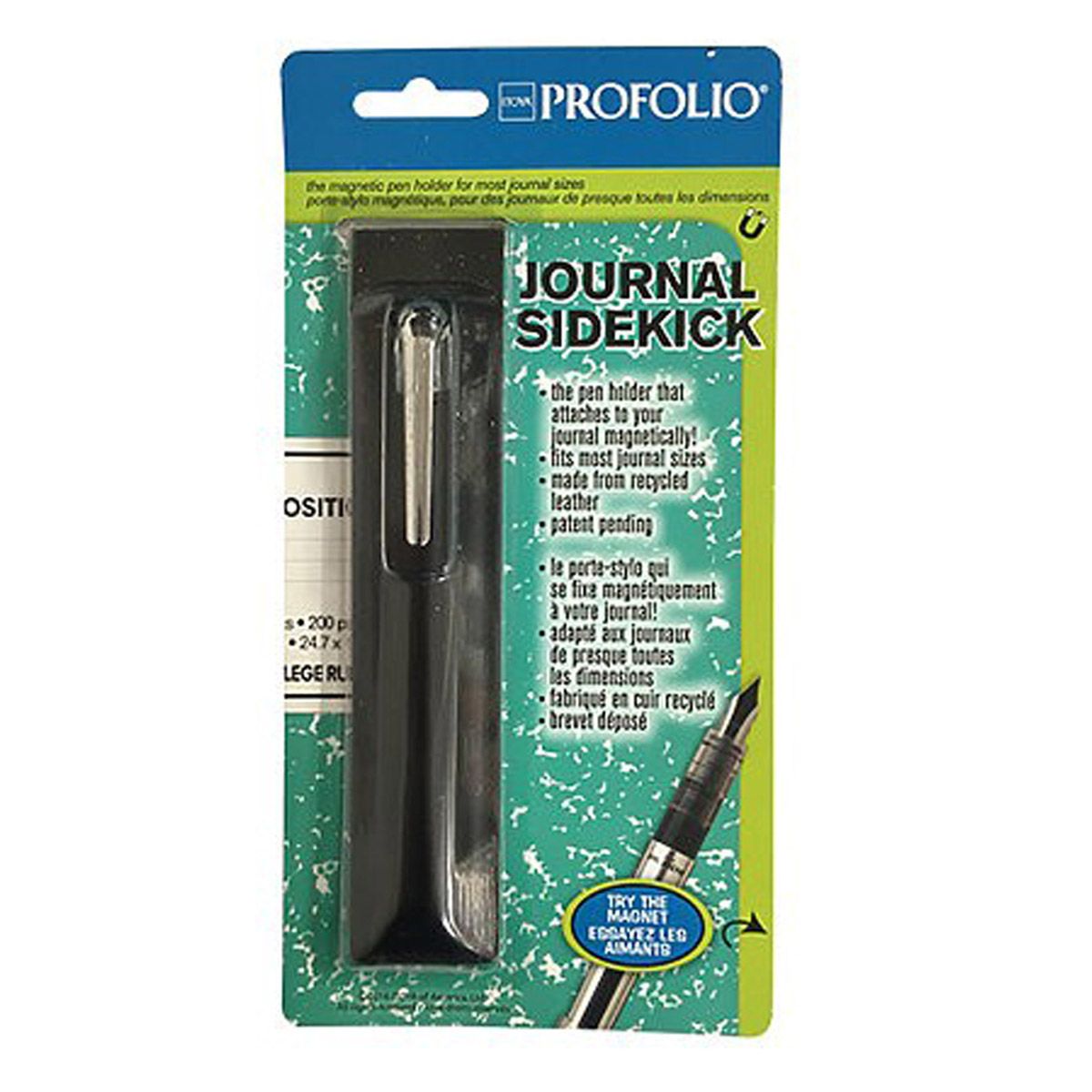 Itoya ProFolio Journal Sidekick Magnetic Pen Holder Black