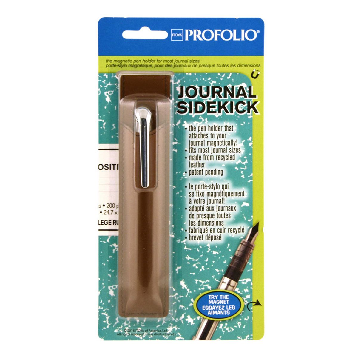 Itoya ProFolio Journal Sidekick Magnetic Pen Holder Brown