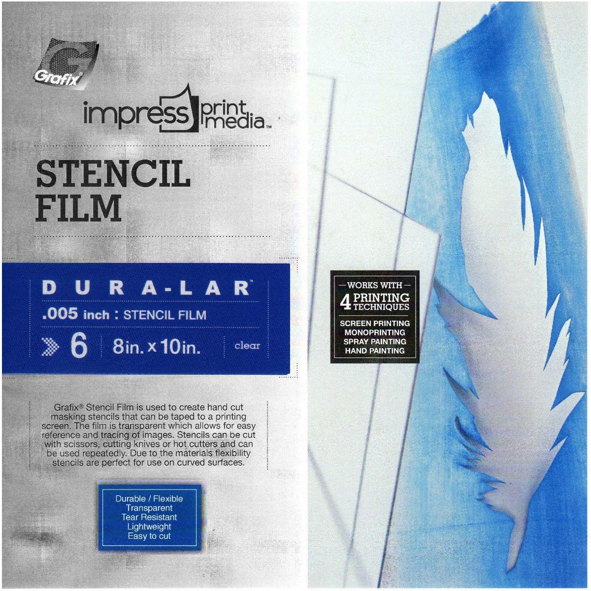 Grafix Impress Stencil Films Clear.005, 8X10 inches 6Pkg