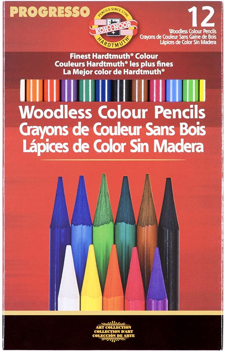 Koh-I-Noor Progresso Woodless Coloured Pencil Set of 12