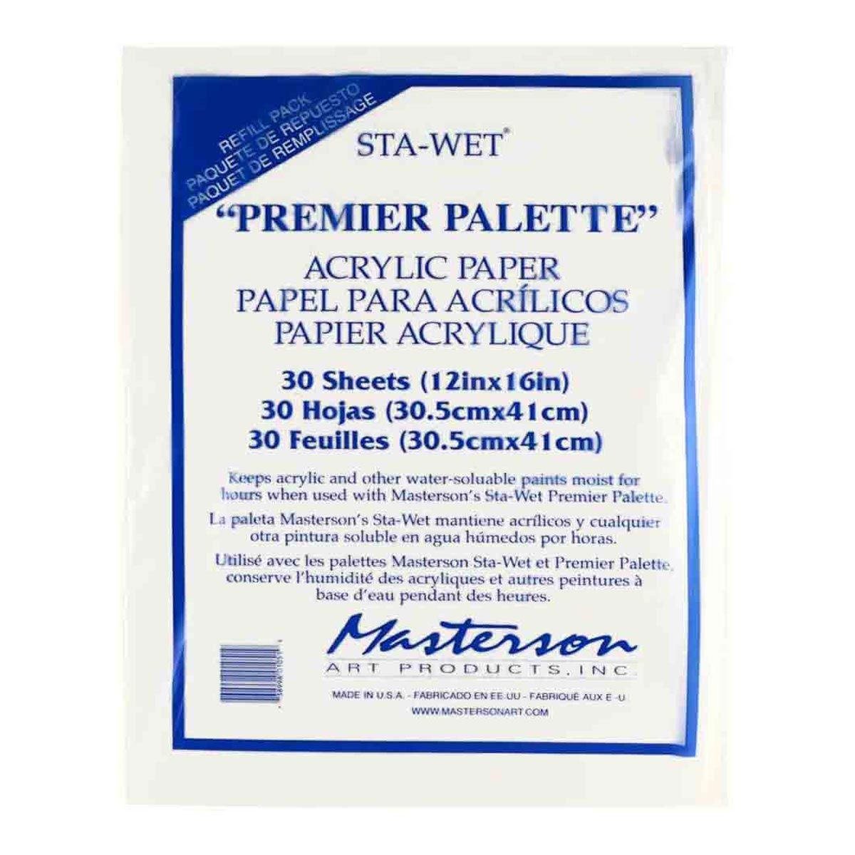 Masterson Sta-Wet Premier Palette Film Refill (30 sheets) 12 x 16 inches