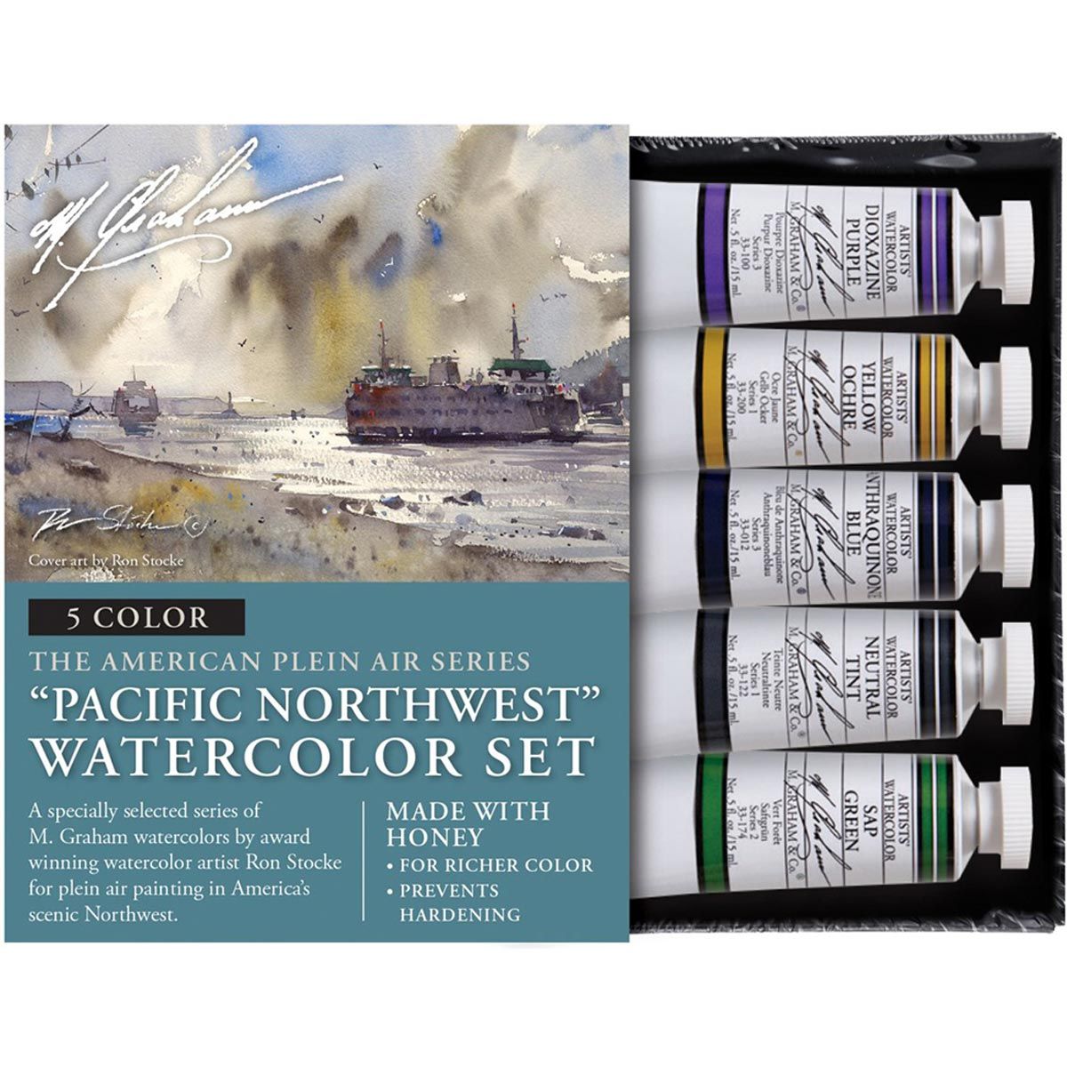 M Graham Pacific Northwest 5-Colour Watercolour Paint Set