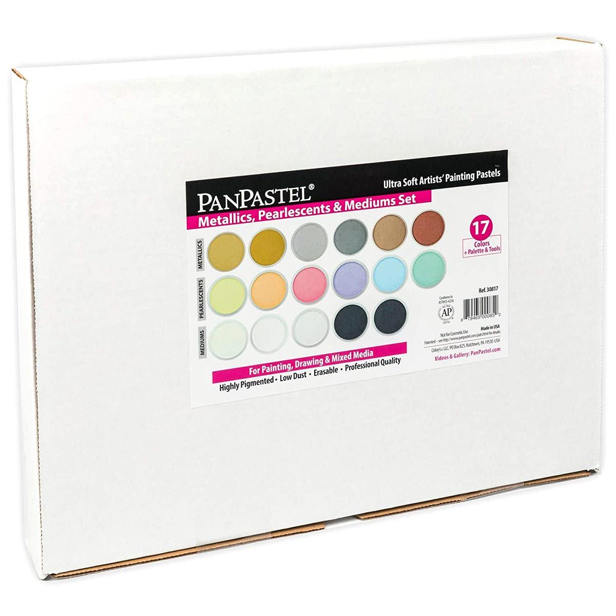 Pan Pastel Metallics Pearlescent & Mediums & Tools - 17 Colour Set