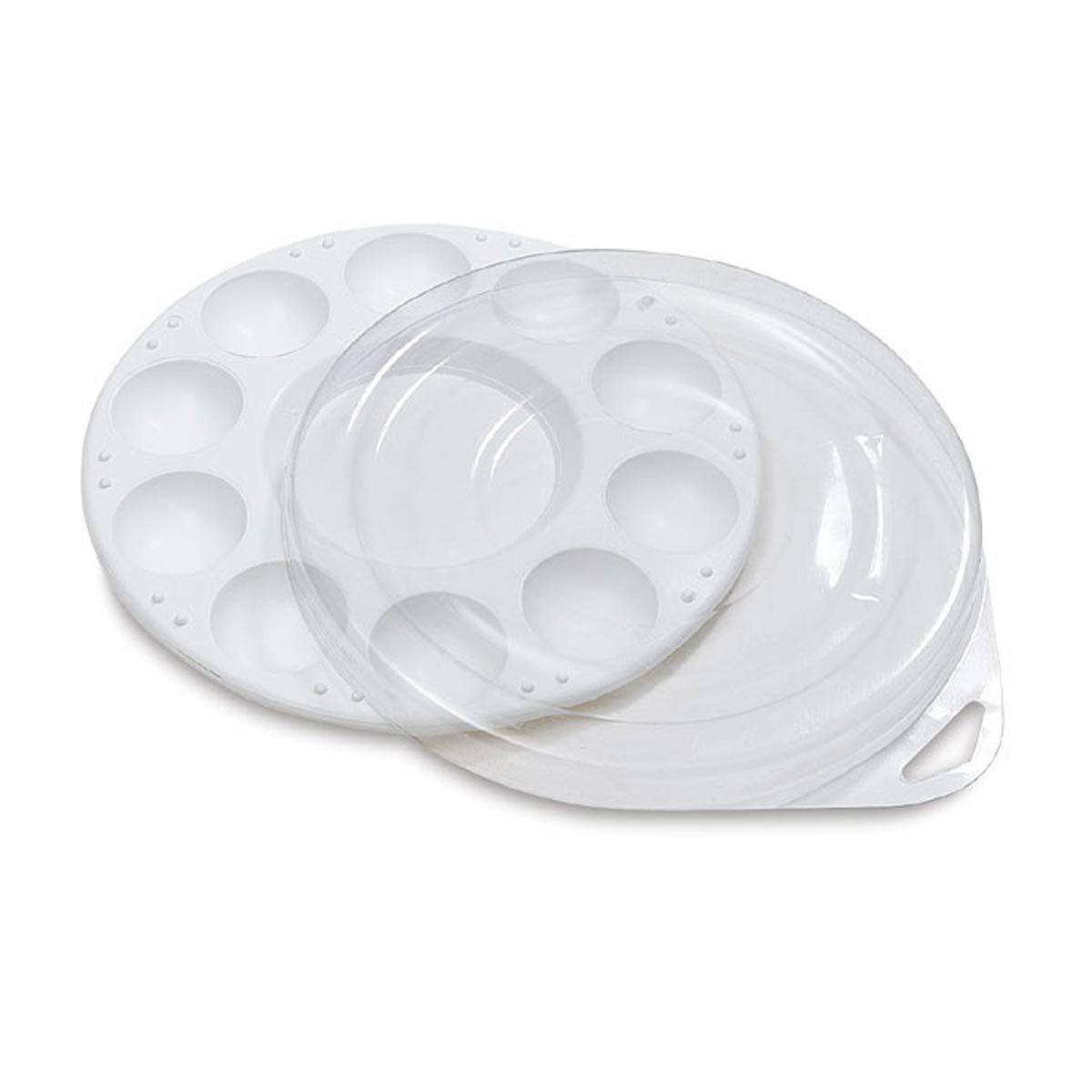 Plastic Watercolour Palette Round With Cover - 10 Well Tray