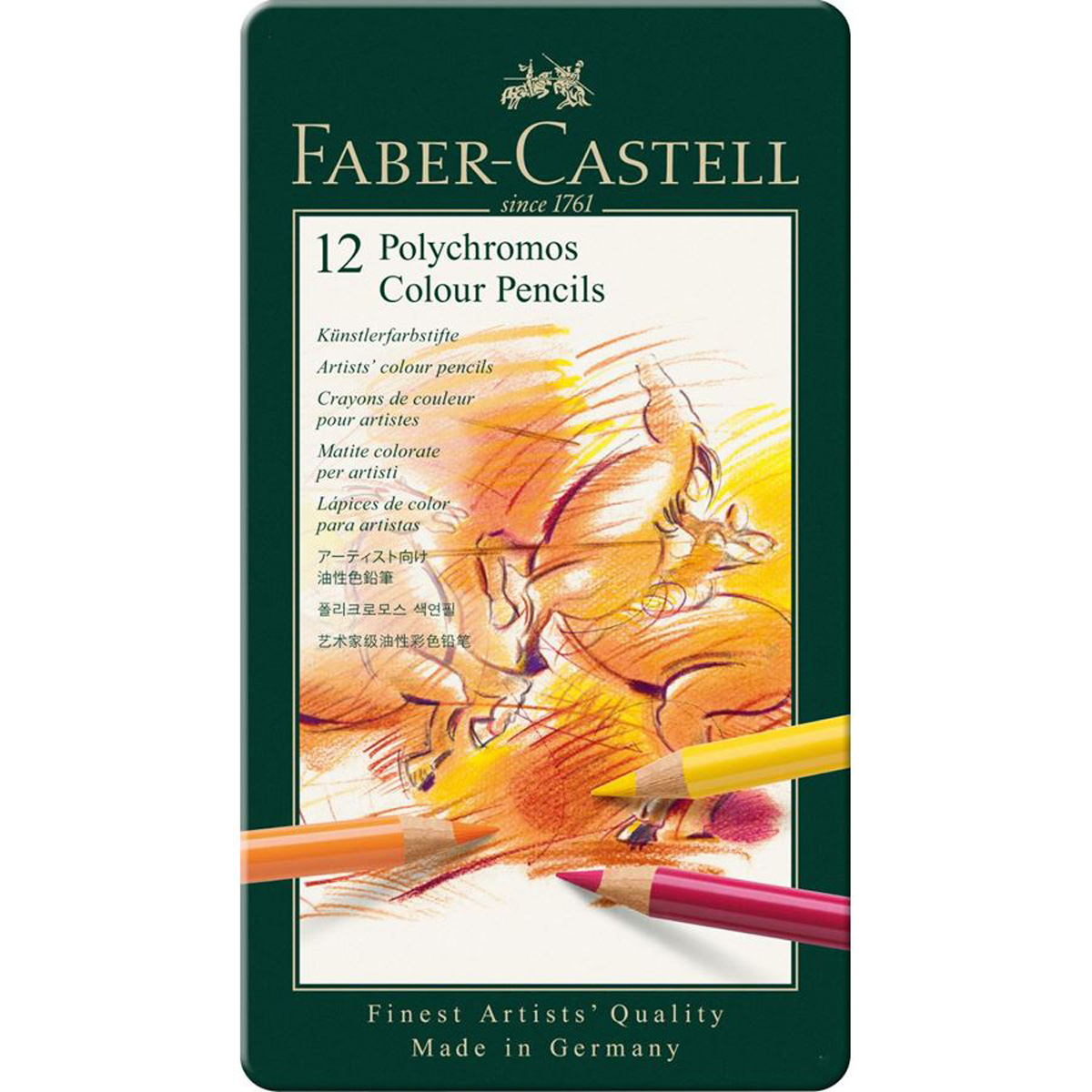 Faber-Castell Polychromos Colour Pencil Set - Tin of 12