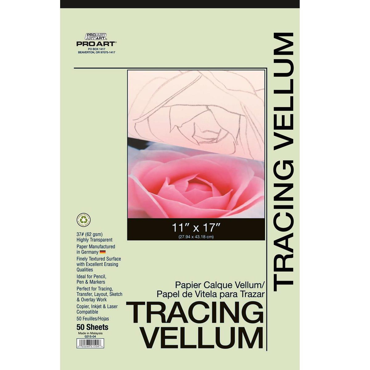 Pro Art Tracing Vellum 50 Sheet Pad 11" x 17" 37 lb.