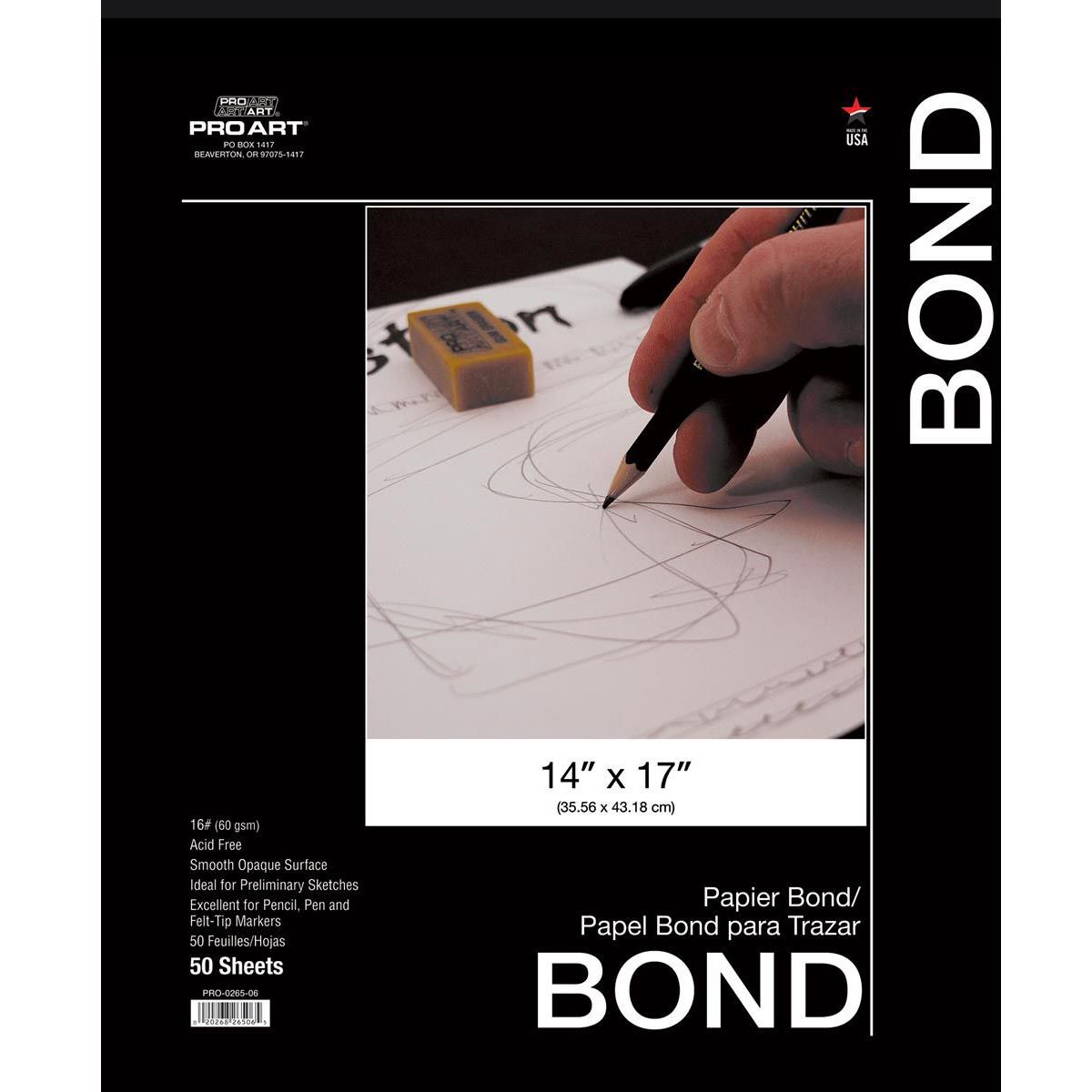 Pro Art Bright White Bond Layout Paper Pad 14x17 inches