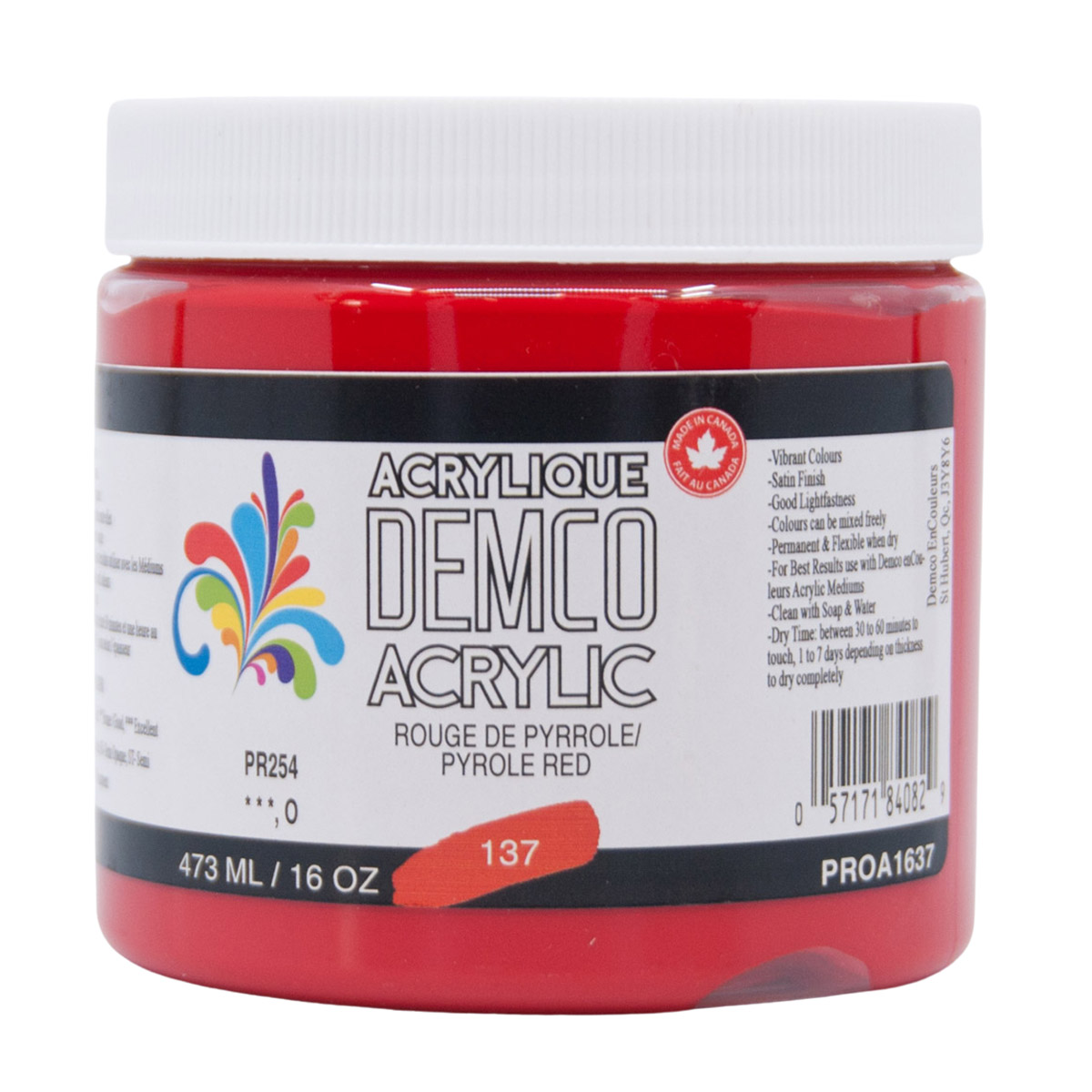 Demco Acrylic Pyrrole Red 473ml/16oz