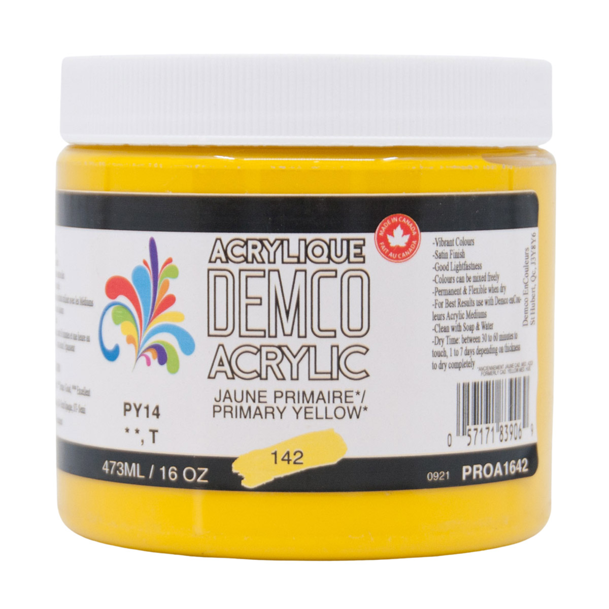 Demco Acrylic Primary Yellow 473ml/16oz